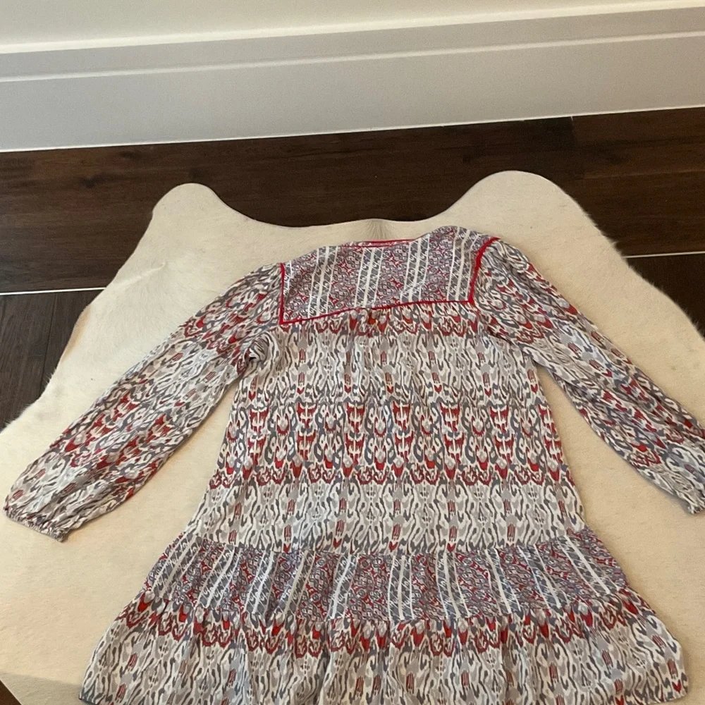 Anthropologie Red and Gray Patterned Fabric - Picture 3 of 3